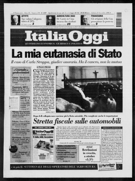 Italia oggi : quotidiano di economia finanza e politica